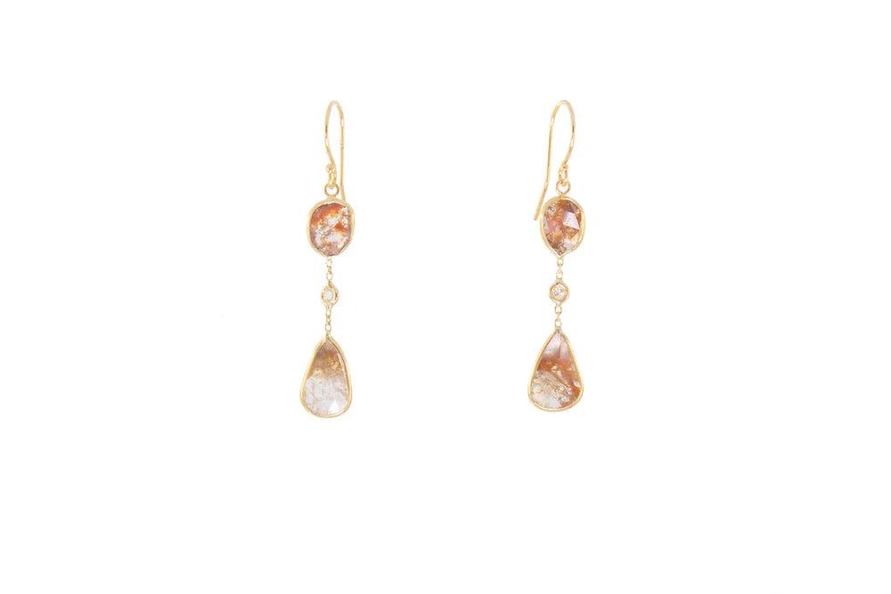 Red Orange Diamond Slice Earrings by Leela Grace Haven