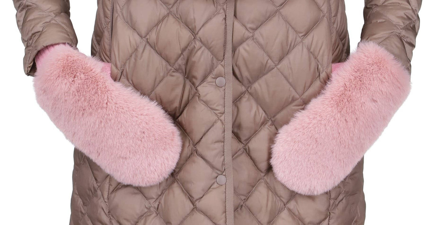 Faux Fur Mitten in Dusty Rose by Amato New York