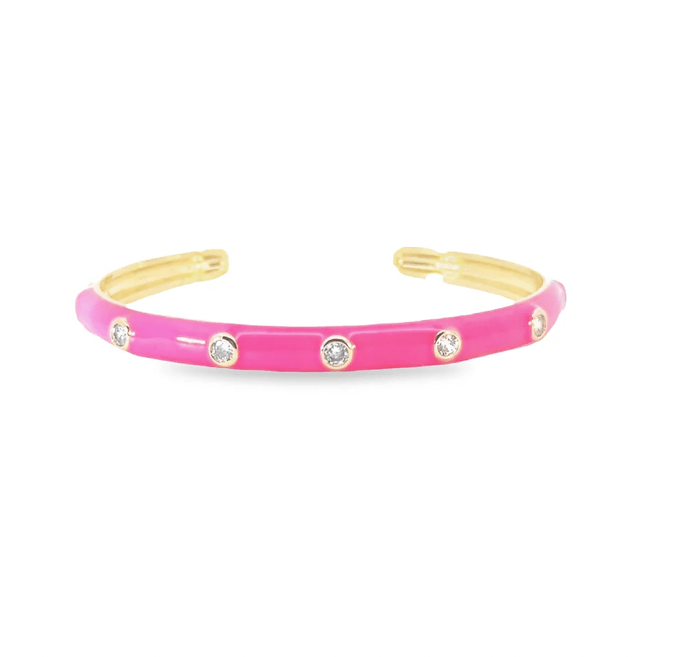 Enamel and CZ Bezel Cuff by Leela Grace
