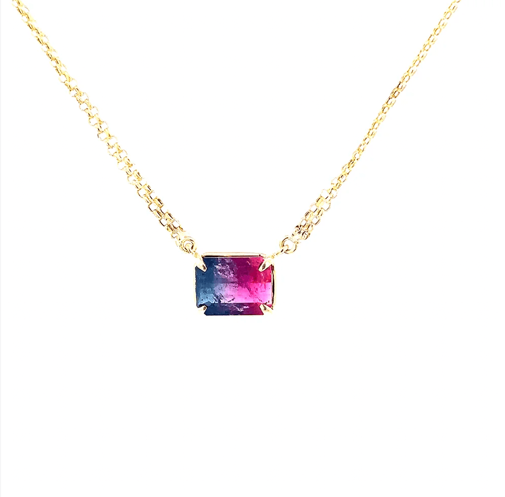 Bi Color Red and Purple Tourmaline Necklace by Leela Grace Haven