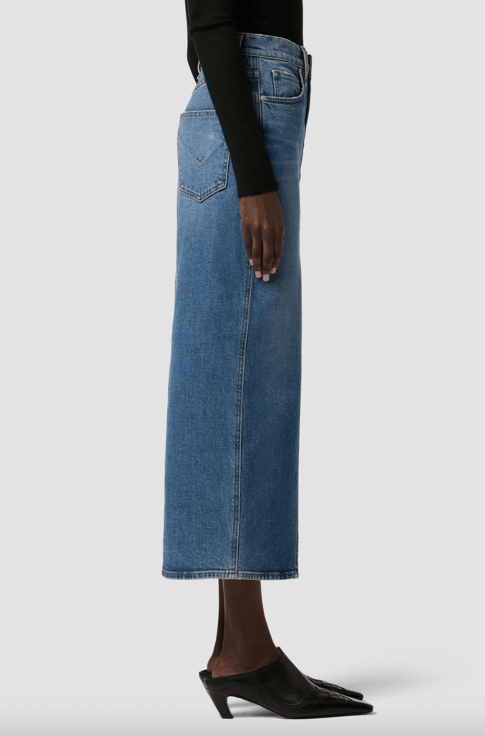 Reconstructed Midi Jean Skirt by Hudson