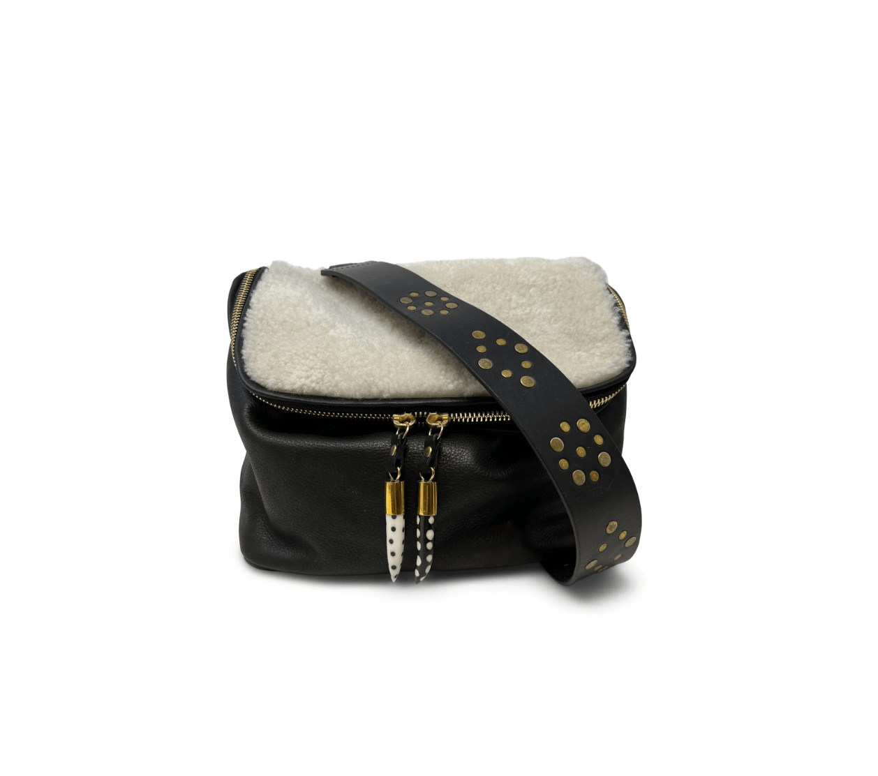 Mini Rough Night Bag in Shearling & Black Leather by Kempton & Co.