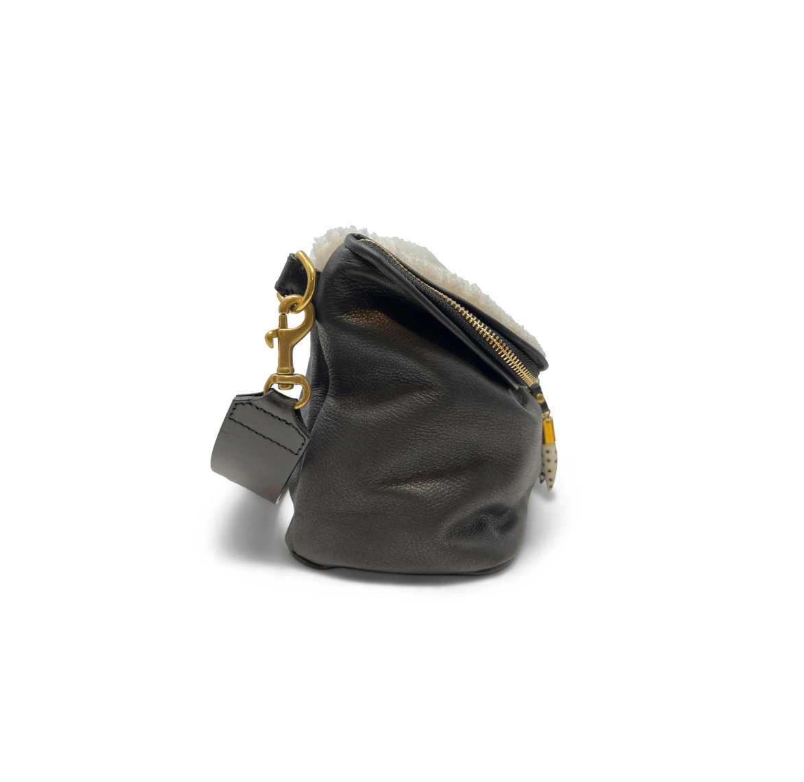 Mini Rough Night Bag in Shearling & Black Leather by Kempton & Co.
