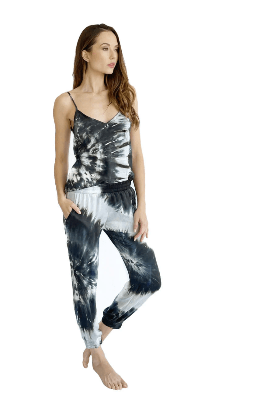 Silk Bias Camisole in Black/Grey Spiral by Michelle Jonas