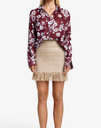Fringe Mini Skirt in Sand Jacquard by Smythe
