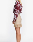Fringe Mini Skirt in Sand Jacquard by Smythe