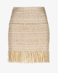 Fringe Mini Skirt in Sand Jacquard by Smythe
