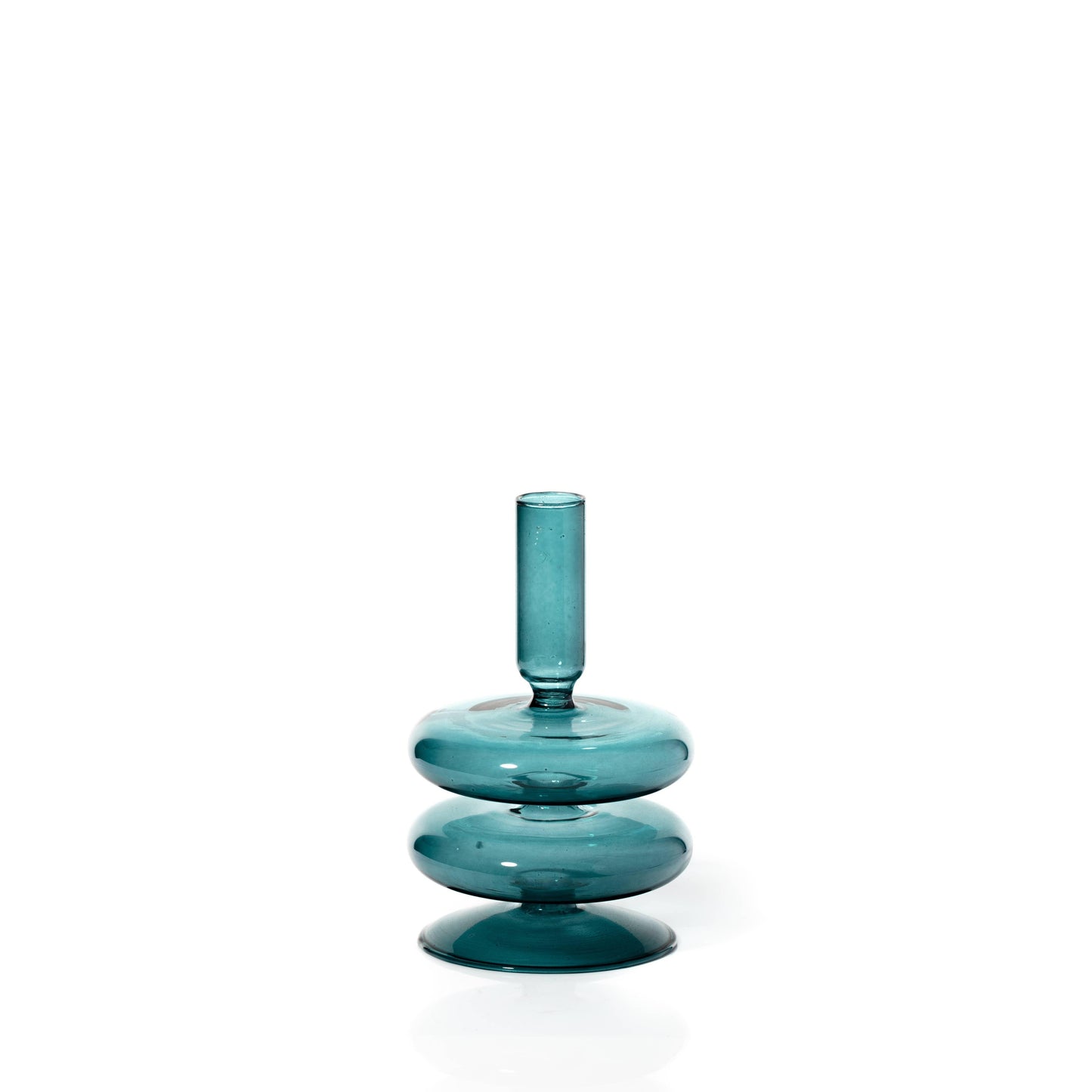 Coloured Glass Taper Holder in Ocean Teal by Maegen - Haven
