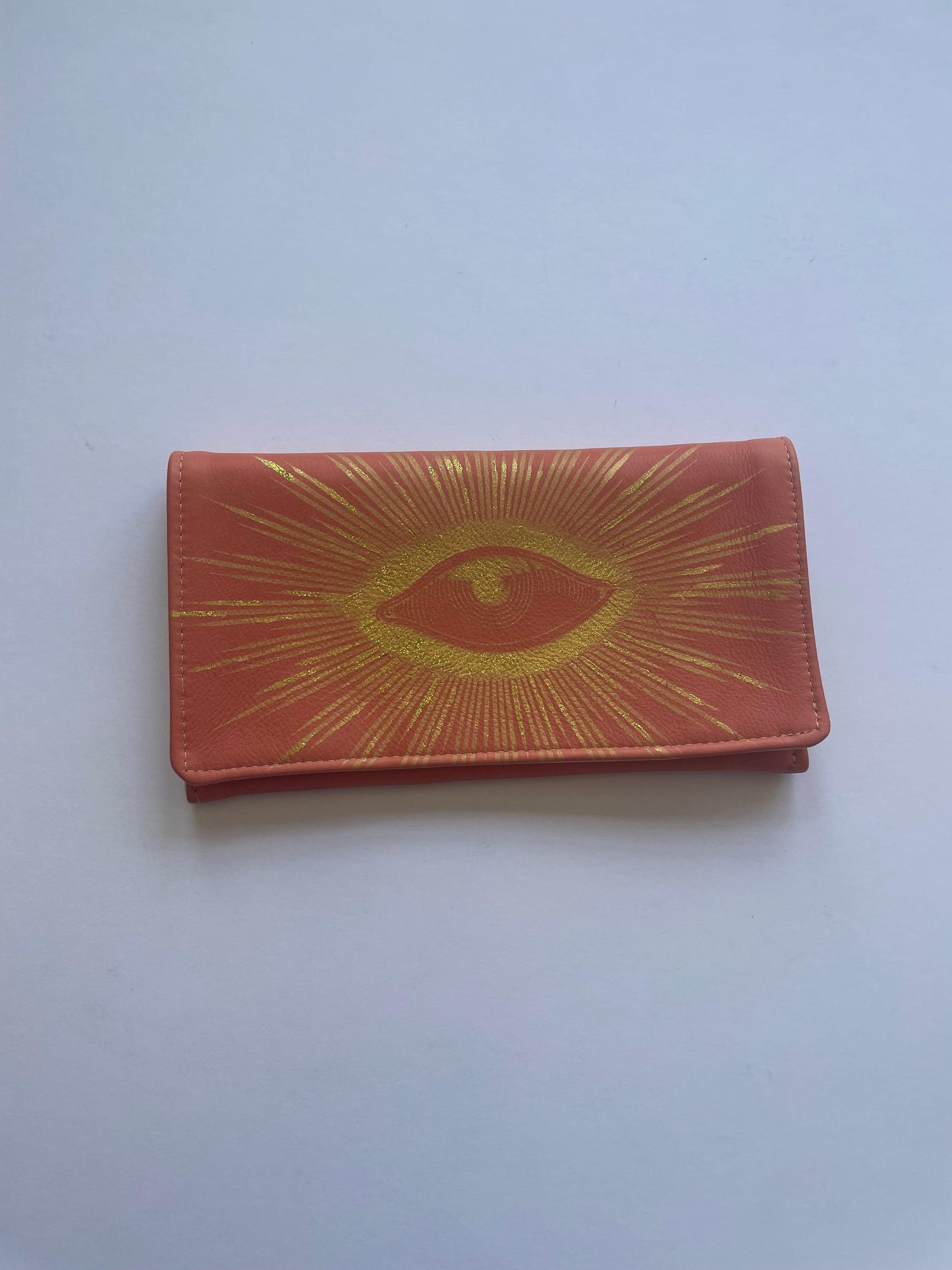 Leather Clutch in Orange with Gold Eye by TOTeM Salvaged - Haven