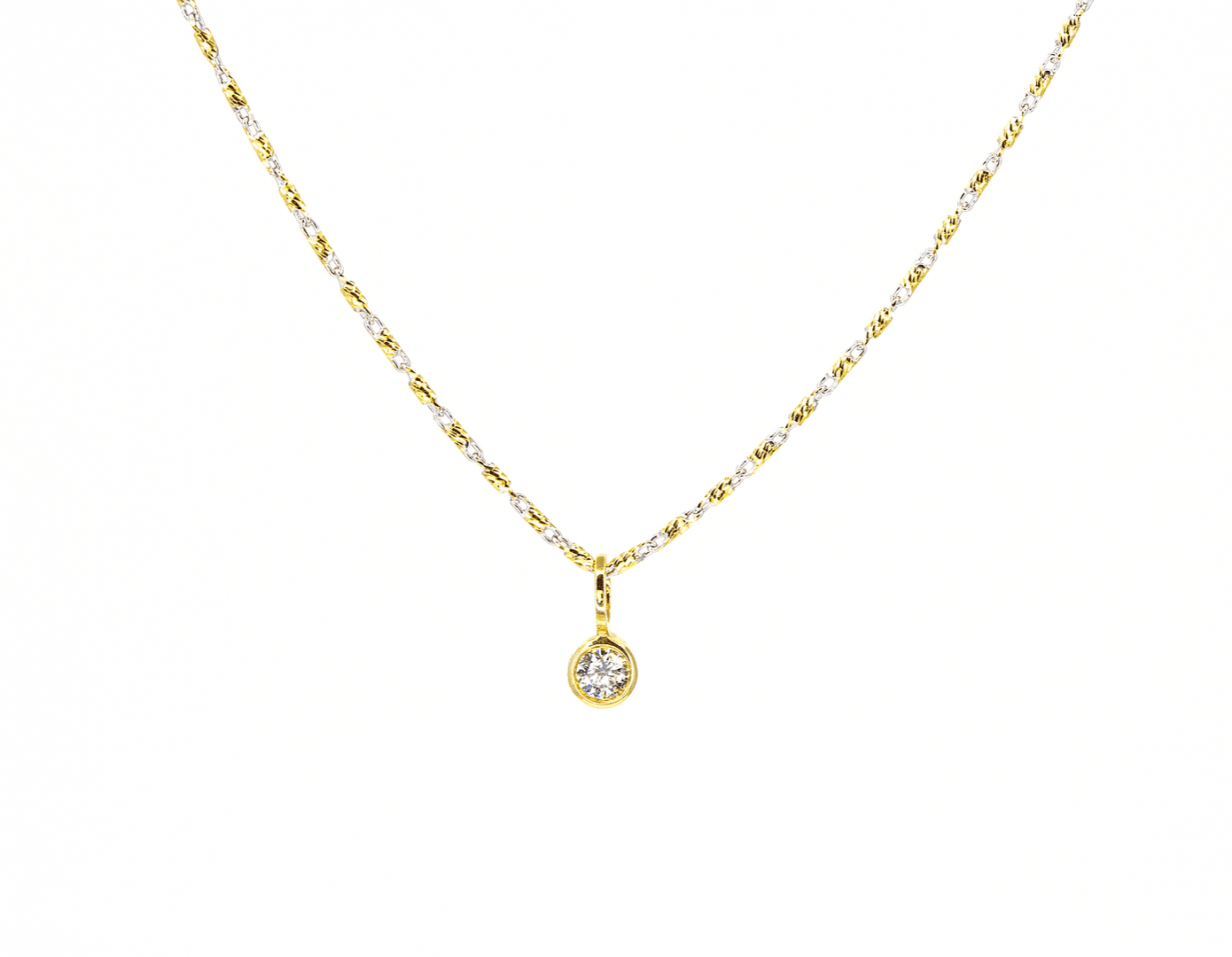 Single Diamond Necklace with 14k Gold Chain by Leela Grace Jewelry - Haven