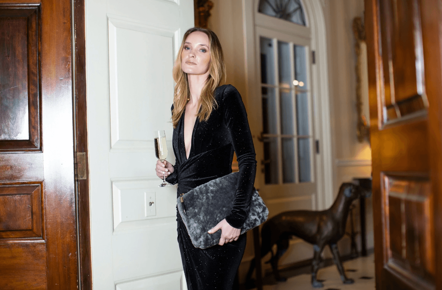 Stone Shearling Clutch by Kempton & Co. - Haven