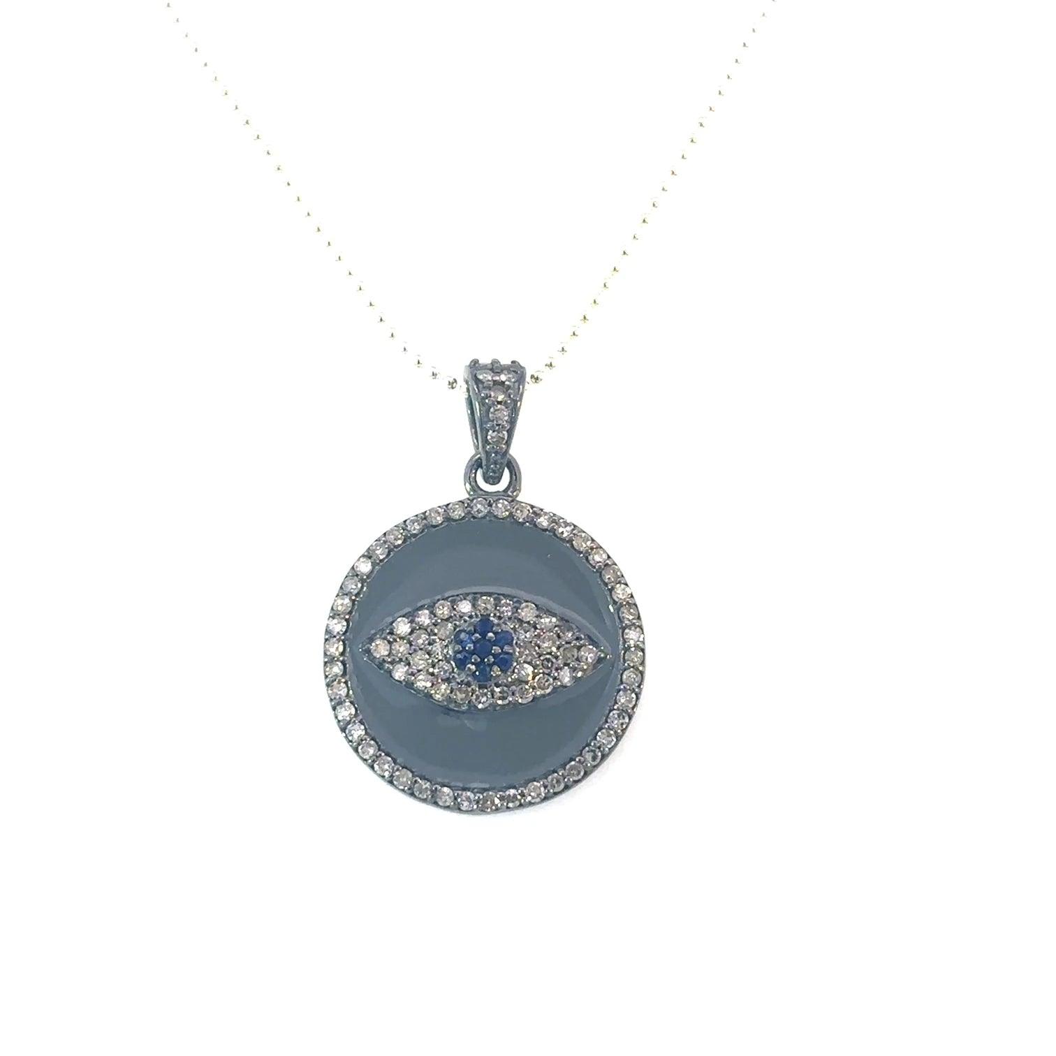 Enamel Diamond Evil Eye Necklace