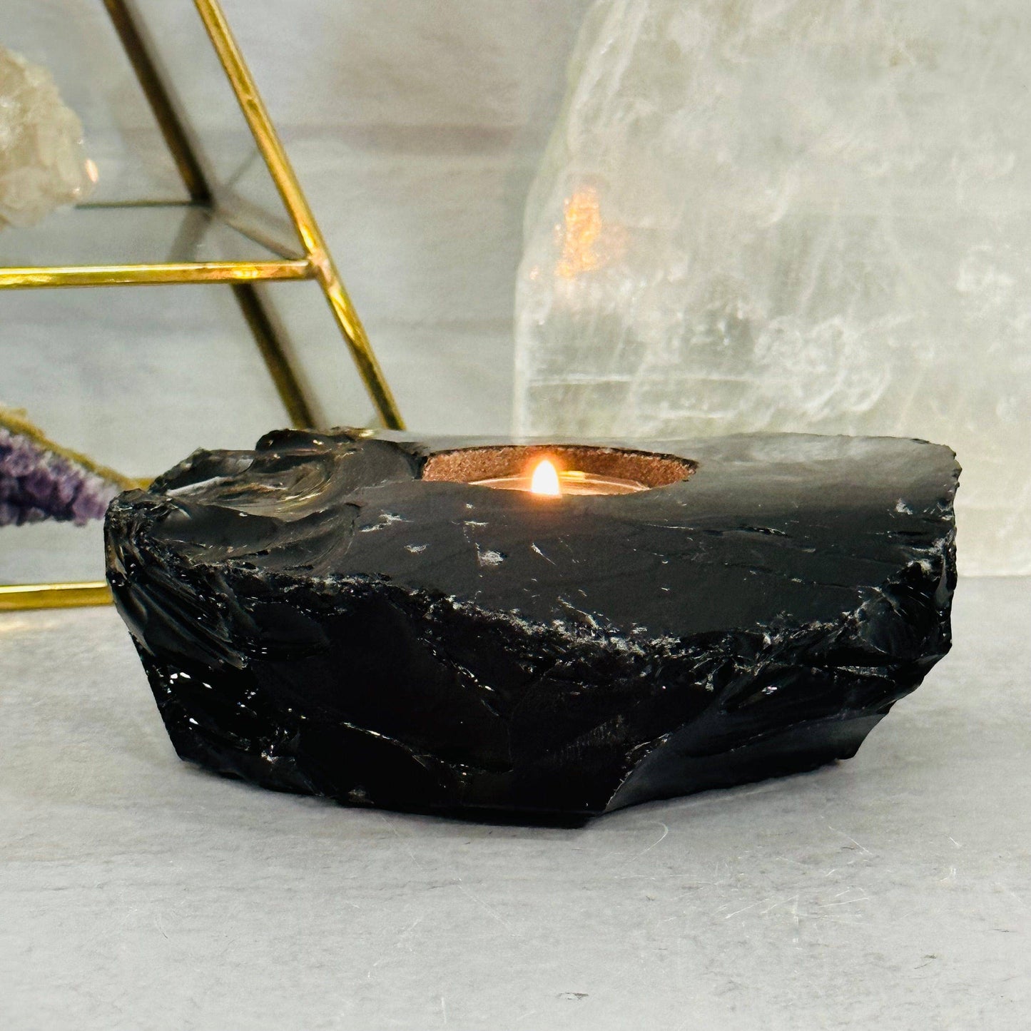 Obsidian Candle Holder