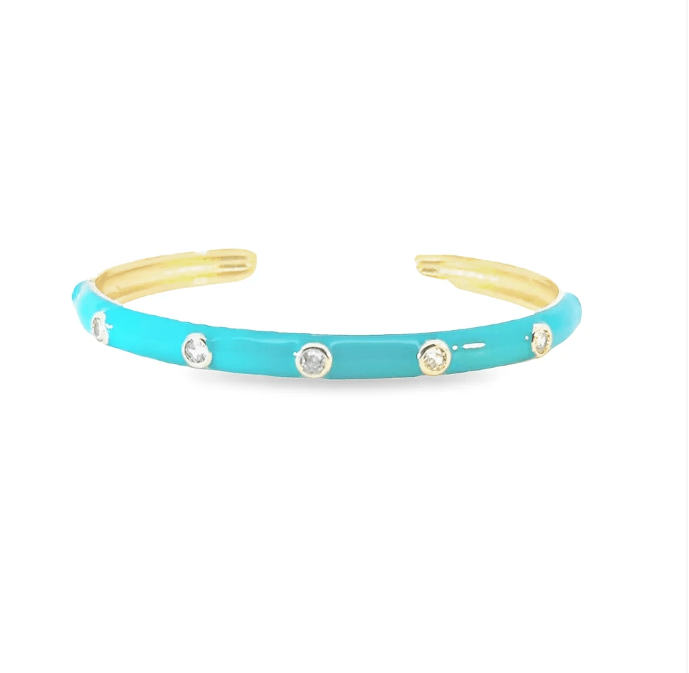 Enamel and CZ Bezel Cuff by Leela Grace