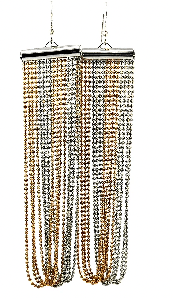 Gold + Silver Ball Chain Tassel Earrings by Leela Grace Jewelry - Haven