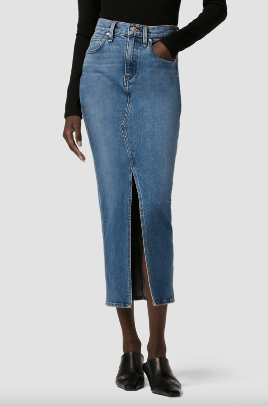 Reconstructed Midi Jean Skirt by Hudson