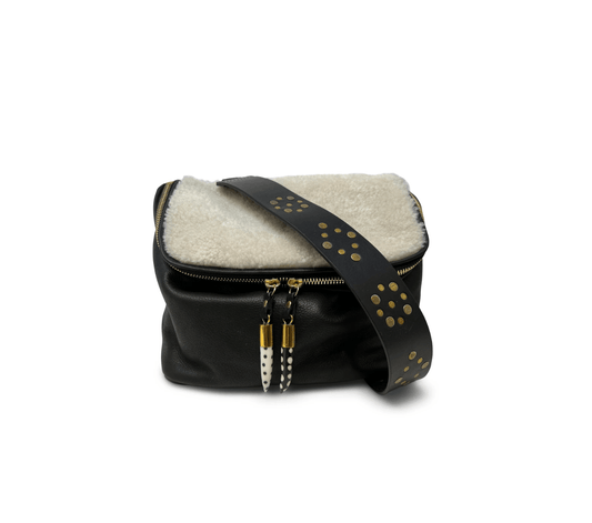 Mini Rough Night Bag in Shearling & Black Leather by Kempton & Co.