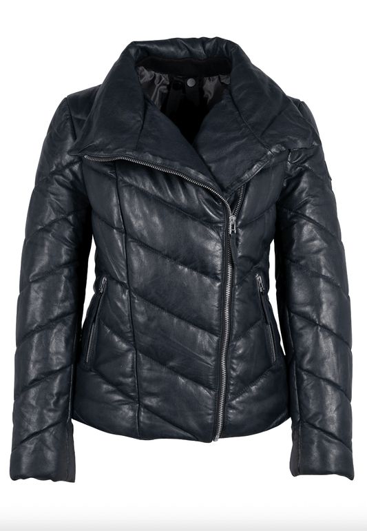 Romea CF Leather Jacket in Navy by Mauritius - Haven