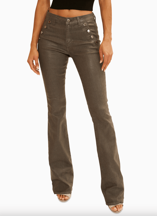 Helena High Rise Coated Flare Jean in Gunmetal by Ramy Brook - Haven