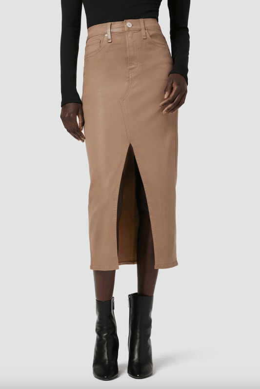 Reconstructed Midi Jean Skirt in Latte by Hudson - Haven
