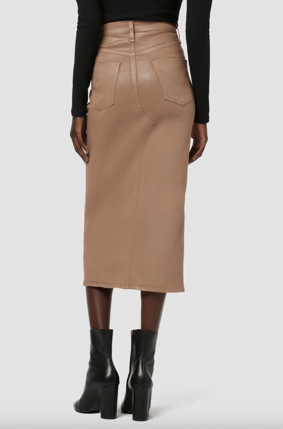 Reconstructed Midi Jean Skirt in Latte by Hudson - Haven