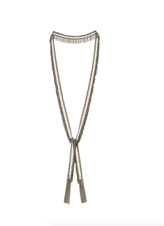Long Wrap Necklace in Antique Gold by Marie Laure Chamorel - Haven