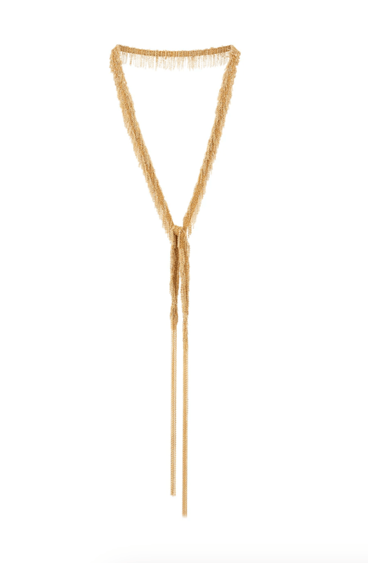 Long Fringe Necklace in Gold by Marie Laure Chamorel - Haven