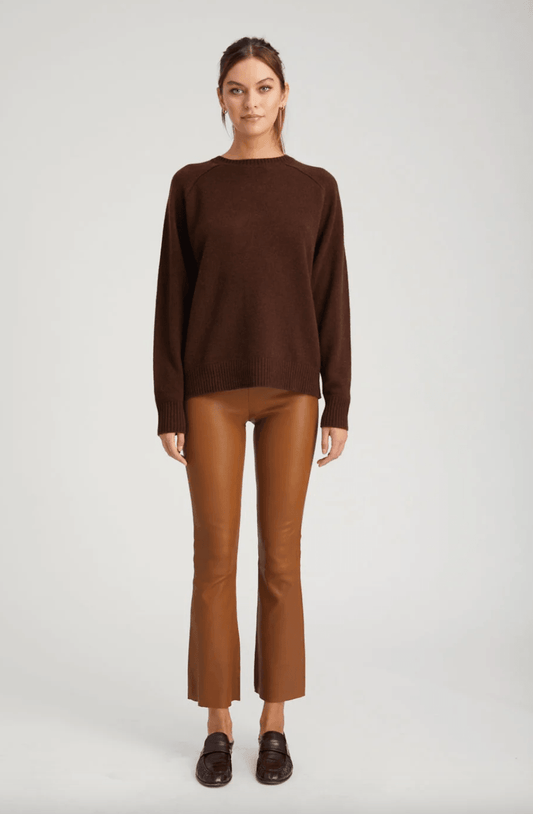 Ankle Flare Leather Legging in Walnut by SPRWMN