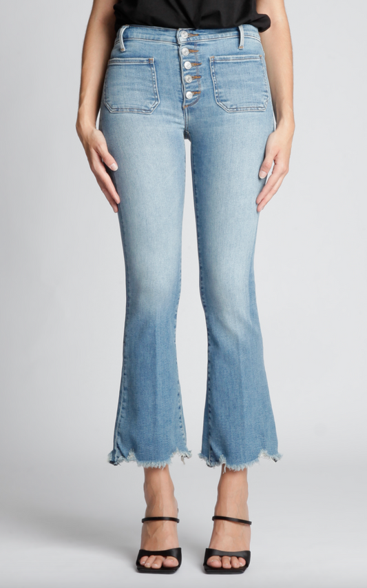Angelina Patch Pocket Flare Jeans by Black Orchid