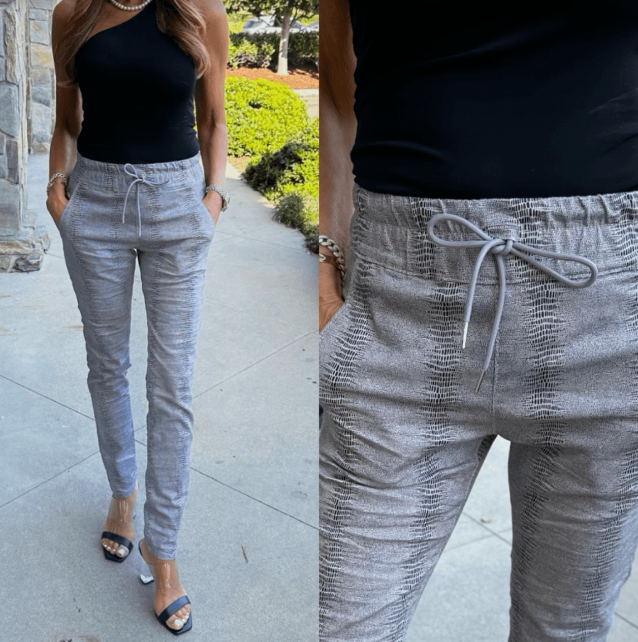 Shely Pant in Grey Snake by Bevy Flog - Haven
