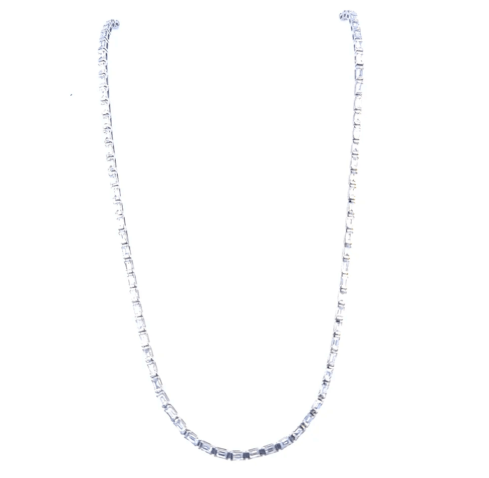 14k White Gold Baguette Necklace by Leela Grace Jewelry - Haven