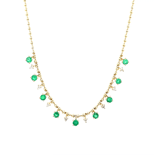 Emerald & Diamond Necklace by Leela Grace Jewelry - Haven