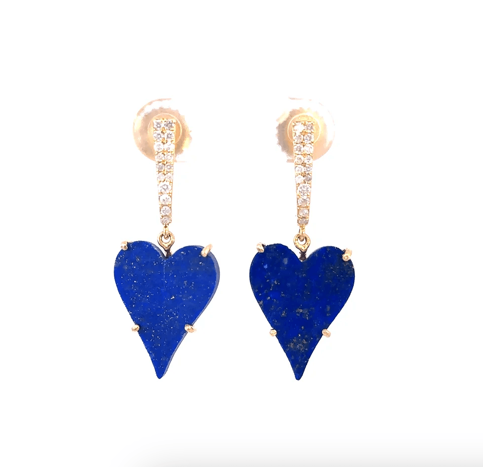 Lapis and Diamond 14k Heart Earrings by Leela Grace Jewelry - Haven