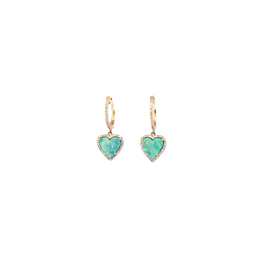 Opal and Diamond Heart Huggies by Leela Grace Jewelry - Haven