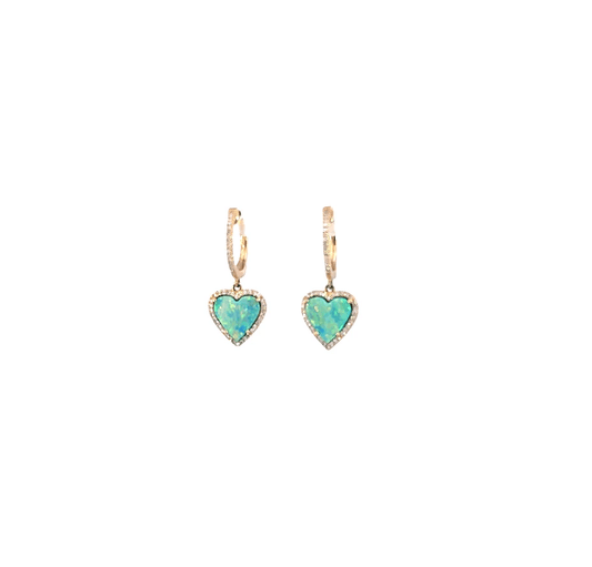Opal and Diamond Heart Huggies by Leela Grace Jewelry - Haven
