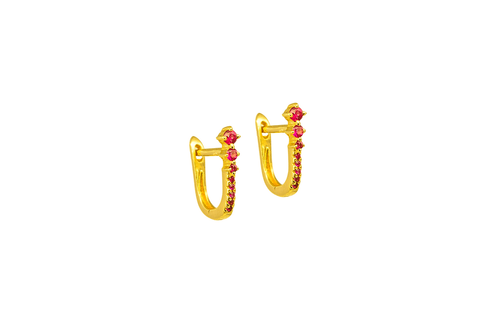 Ruby and 14k Yellow Gold Huggies by Leela Grace Jewelry - Haven