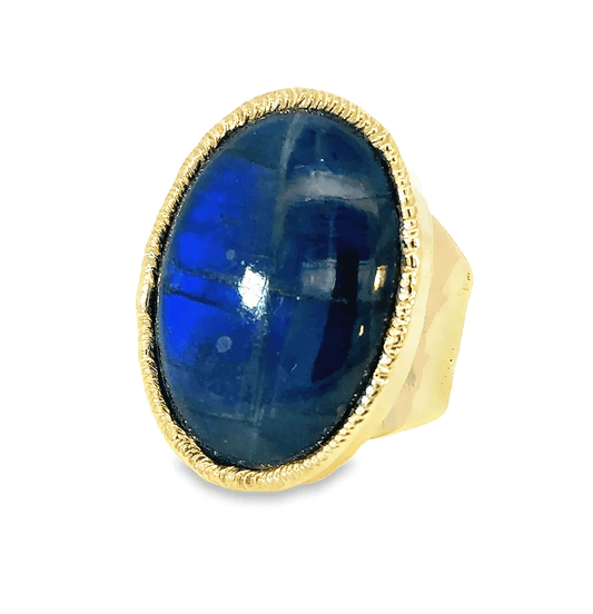 Flashy Blue Labradorite Oval Ring by Leela Grace Jewelry - Haven