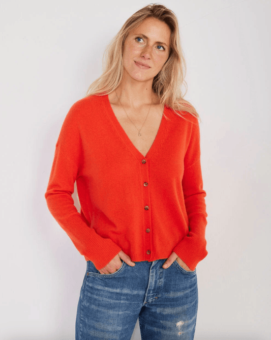 Laurel Cashmere Cardigan in Sunset by Not Monday - Haven