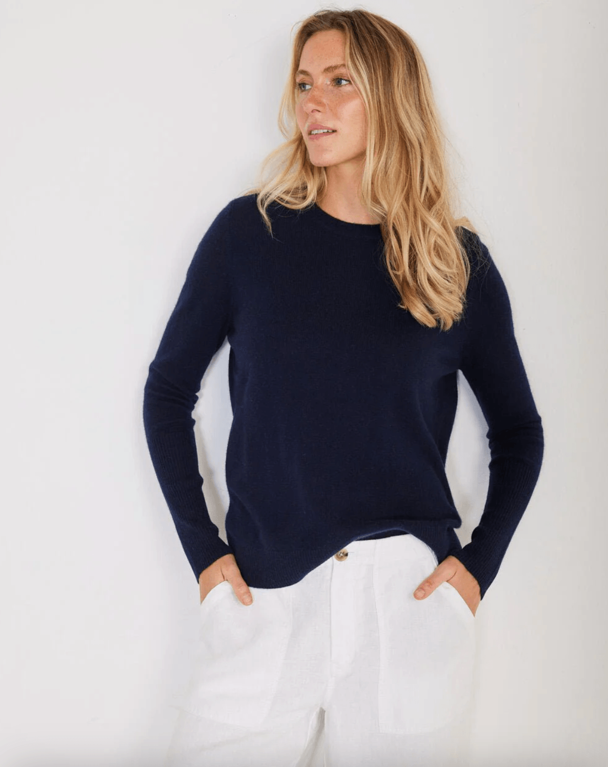 Chase Cashmere Crewneck in Navy by Not Monday - Haven