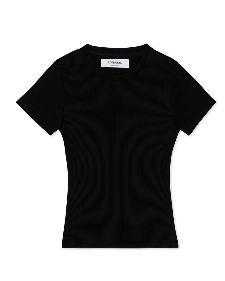 Rib Baby Tee in Black by SPRWMN