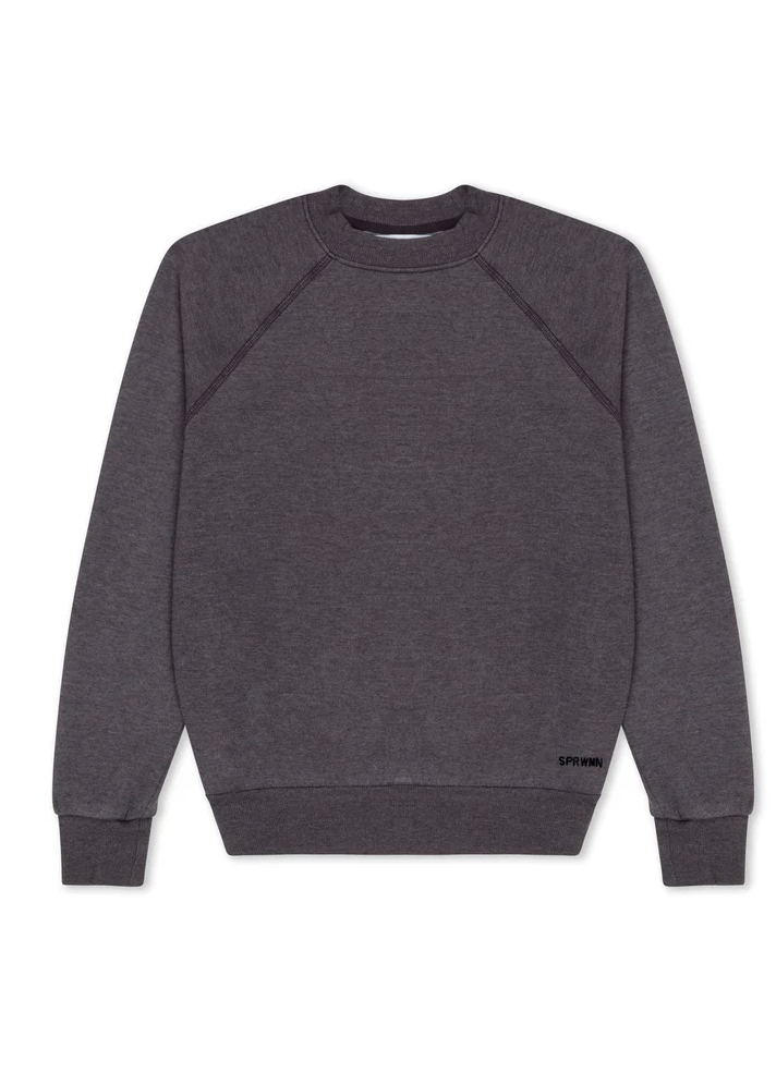 Shrunken Raglan Sweatshirt in Charcoal/Black by SPRWMN