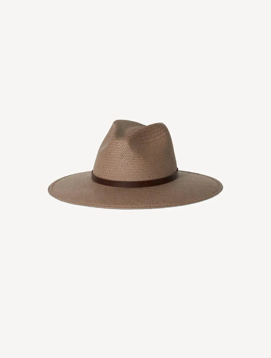 Judith Straw Fedora in Taupe by Janessa Leone