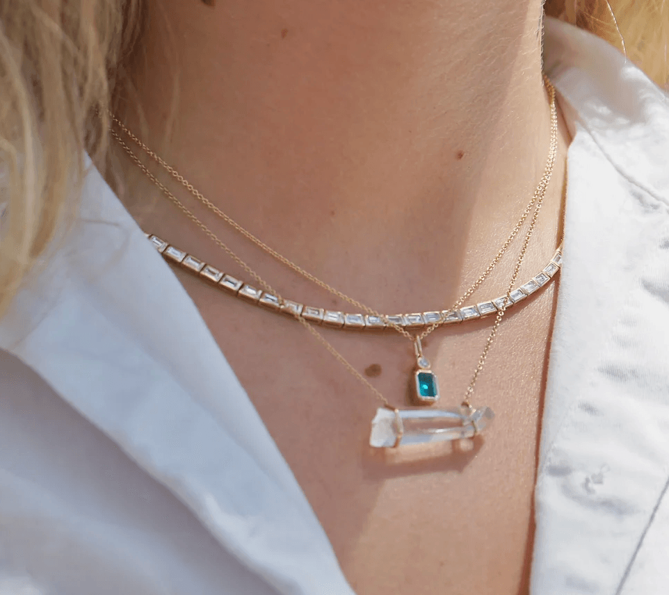 Tourmaline + Diamond 14K Yellow Gold Necklace