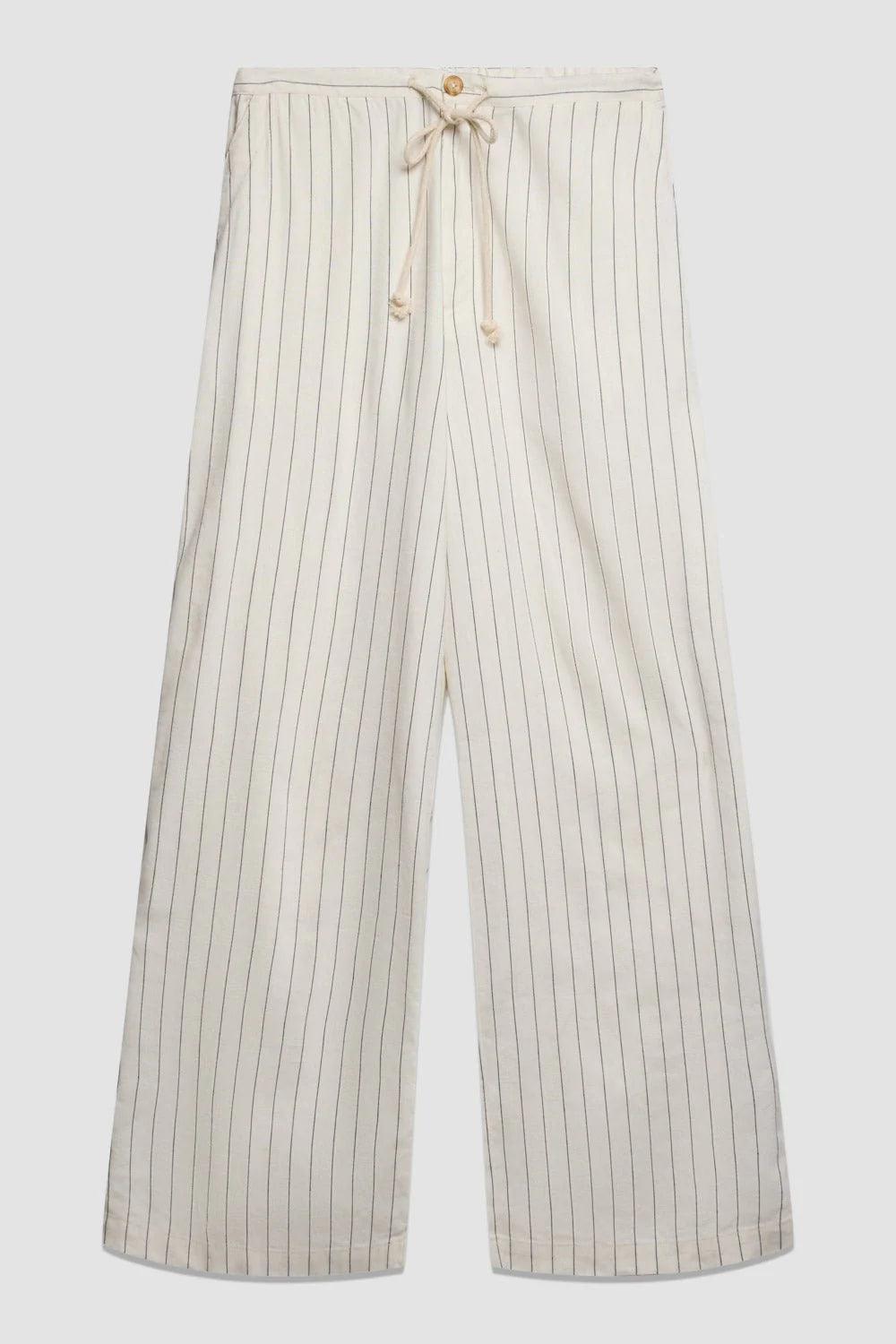 Brynn Tie Front Pant in Black and White Stripe By Not Monday