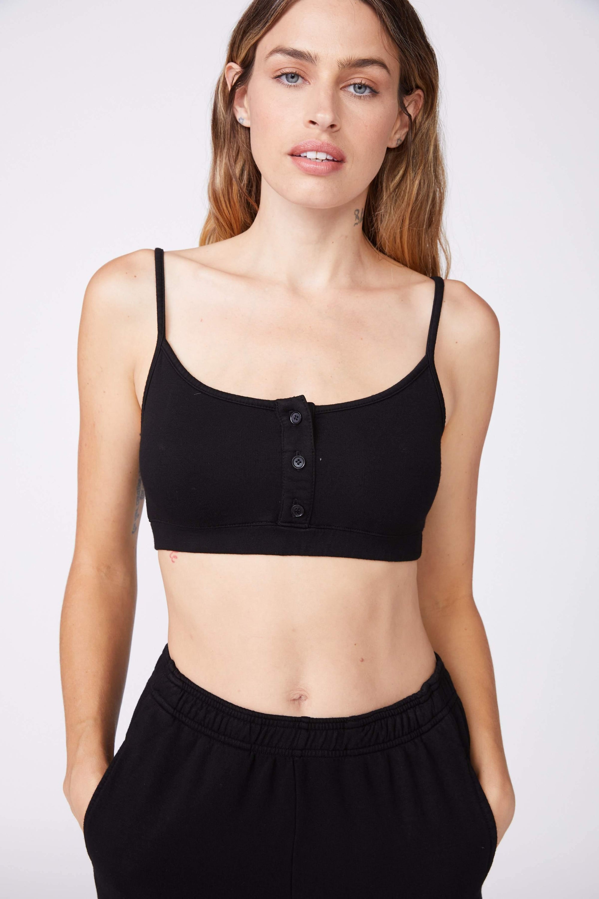 Supersoft Fleece Bralette in Black by Monrow - Haven
