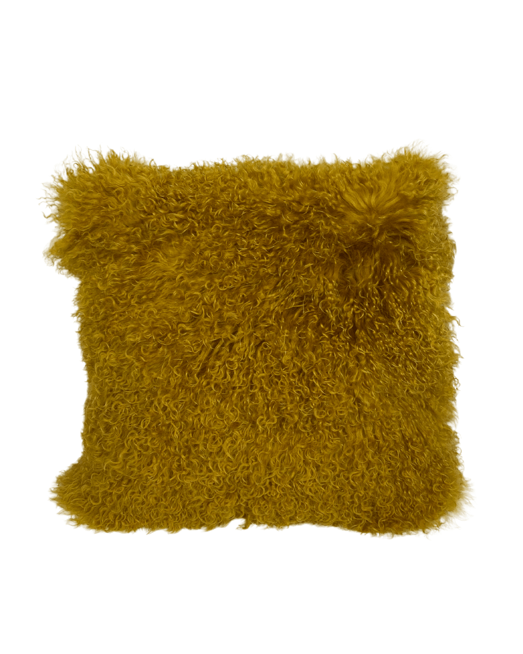 Mongolian Lamb Pillow in Mustard - 20" x 20" - Haven