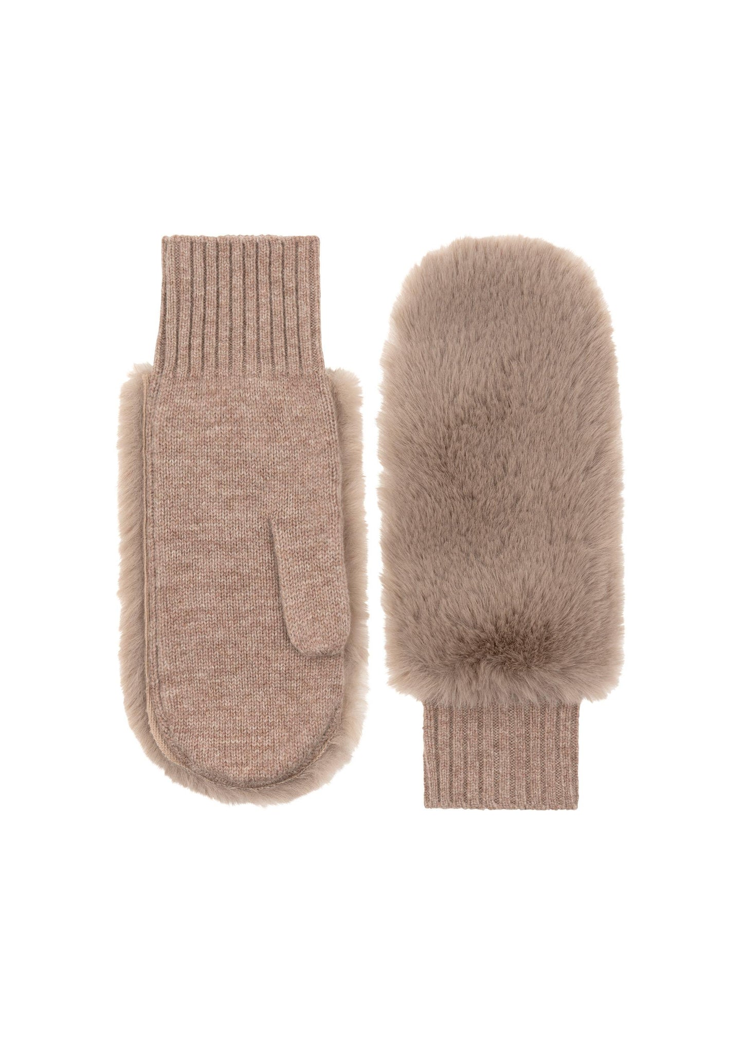 Faux Fur Mittens in Taupe by Amato New York