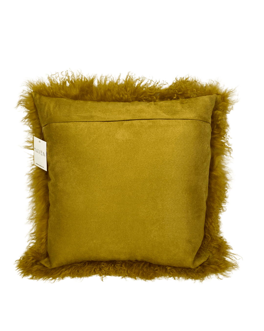 Mongolian Lamb Pillow in Mustard - 20" x 20" - Haven