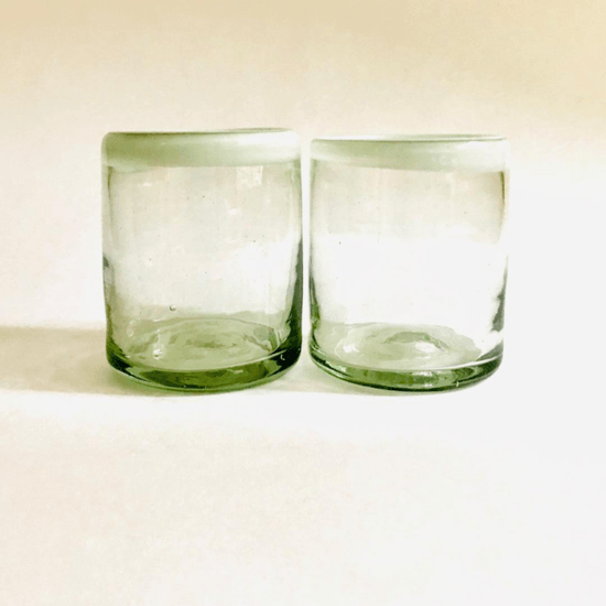Set of 2 Handblown Tumblers with White Rim by Casa Handmade - Haven