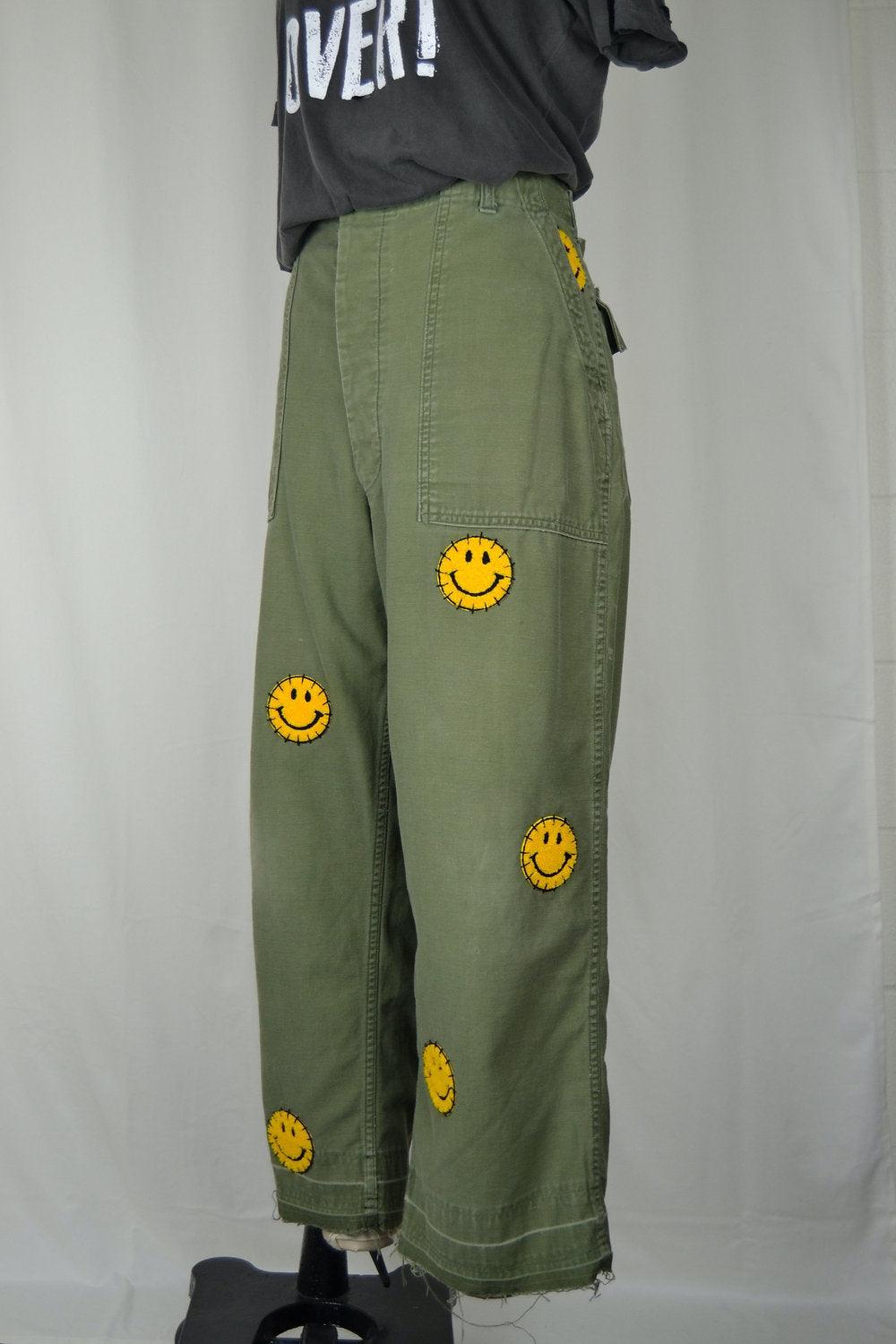 Good Vibes Smiley Utility Pants by Rank & Sugar - Haven